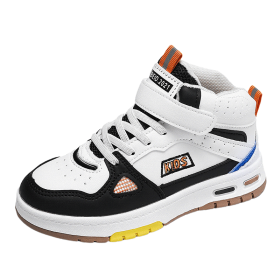 Boys Running Shoes Breathable Light Outdoor Sports Shoe Comfortable Couple Sneakers Running Shoes for Kids Athletic Shoes (Color: Black orange, size: 34)