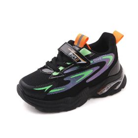 Dirty-resistant Children's Sports Shoes Boys 2022 Spring and Autumn New Cool Assorted Big Kids Running Non-slip Sneakers Korean (Color: Green, size: 30)