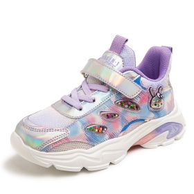 Kids Cotton Shoes Boys Sneakers Sweet Cute Girls Sports Shoes Outdoor Flat Sports Shoes Student Casual Child Winter Running Shoe (Color: Purple, size: 33)