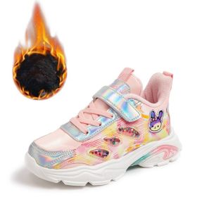 Kids Cotton Shoes Boys Sneakers Sweet Cute Girls Sports Shoes Outdoor Flat Sports Shoes Student Casual Child Winter Running Shoe (Color: pink cotton shoes, size: 30)