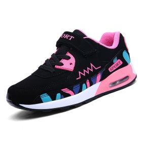 Sports Running Shoes Kids Girls Sneakers Teenager Trainers Breathable Casual Outdoor Tennis Shoes Girl Black Pink Big Size 37-38 (Color: black soft kids shoe, size: 10)