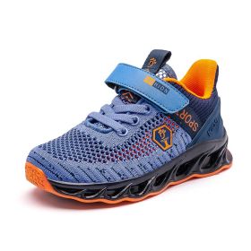 Sports Running Shoes Kids Girls Sneakers Teenager Trainers Breathable Casual Outdoor Tennis Shoes Girl Black Pink Big Size 37-38 (Color: blue sneakers, size: 4)