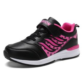 Kids Sport Shoes Waterproof Running Shoes Girls Sneakers Tenis Infantil Pink Breathable Antislip Children Shoes Chaussure Enfant (Color: black sneakers kids, size: 30)
