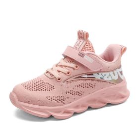 Children Sport Shoes Tenis Running Autumn Cute Girls Casual Shoes White Mesh Sneakers Student Kids Summer Sock Footwear Fashion (Color: Pink, size: 31)
