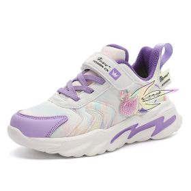 Girl Running Shoes Winter Shoes Kids Leather Shoes Fashion Outdoor Kids Sneakers Comfortable Children Sport Shoe Boots Tennis (Color: Purple, size: 28)