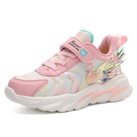 Girl Running Shoes Winter Shoes Kids Leather Shoes Fashion Outdoor Kids Sneakers Comfortable Children Sport Shoe Boots Tennis (Color: Pink, size: 27)