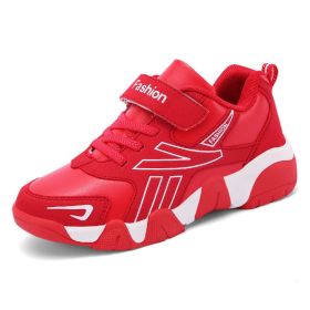 Boys Sneakers Winter Shoes Kids Leather Shoes Fashion Outdoor Kids Running Shoes Comfortable Children Sport Shoe Boots Tenis (Color: Red, size: 37)