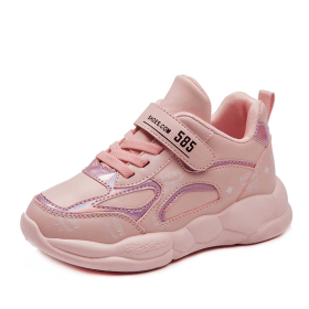 Children Leather Sneakers Kids Flat Casual Outdoor Light Soft Anti-Slip Sports Shoes Girls Vibrant Running Trekking Tennis Shoe (Color: Pink, size: 37)