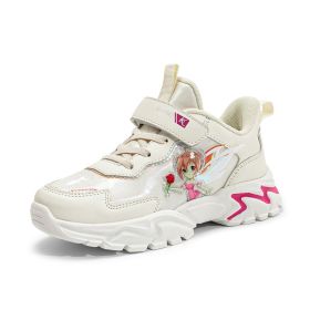 Kids Winter Sneakers Fashion Boys Sweet Cute Girls Sports Shoes Outdoor Flat Sports Shoes Student Casual Child Running Shoes (Color: Beige, size: 32)