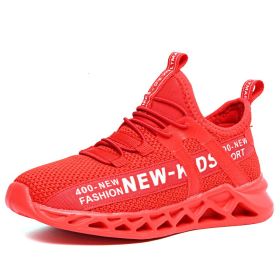 2019 Spring Autumn Kids Sport Running Shoes Boys Sneakers Tenis Basket Footwear Red Black Breathable Girls Soft Chaussure Enfant (Color: red kids sneakers, size: 4)