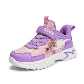 Kids Winter Sneakers Fashion Boys Sweet Cute Girls Sports Shoes Outdoor Flat Sports Shoes Student Casual Child Running Shoes (Color: Purple, size: 35)