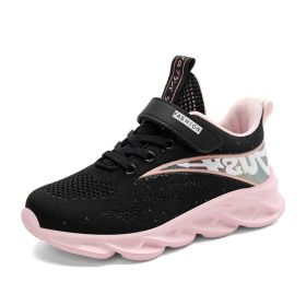 Children Sport Shoes Tenis Running Autumn Cute Girls Casual Shoes White Mesh Sneakers Student Kids Summer Sock Footwear Fashion (Color: Black, size: 28)