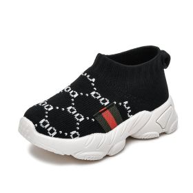 Baby Sneakers Infant Sock Shoes Fashion Children's Flat Baby Kids Girls Shoes Stretch Breathable Mesh Sports Running Shoes (Color: black-2, size: 31 (Insole 19.6cm))