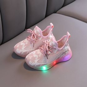 Kids LED Shoes Children Sneakers 2022 Boys Sneaker for Girls Running Shoes Children's Casual Sports Shoes Tennis De Mujer (Color: Pink, size: 29 (Insole 17.5cm))