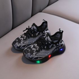 Kids LED Shoes Children Sneakers 2022 Boys Sneaker for Girls Running Shoes Children's Casual Sports Shoes Tennis De Mujer (Color: Black, size: 24 (Insole 15cm))