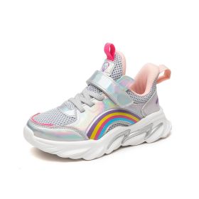 2022 Autumn Kids sneakers Girls shoes Child Fashion Casual Children Sports Shoes for Girl Running Shoes Chaussure Enfant (Color: Silver, size: 37)