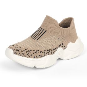 2022 Children Casual Shoes For Girls Sneaker Running Boys Casual Sport Shoes Outdoor Anti-Slippery Kids Socks Shoes Sneaker Girl (Color: Khaki, size: 27)
