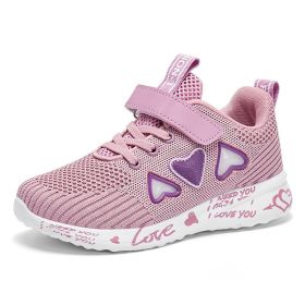 2022 Kids Casual Shoes For Girls Light Mesh Sneakers Kids Autumn Children Fashion Tenis Cute Sport Female Running Sock Footwear (Color: Lavender, size: 27)