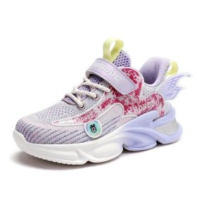 2022 Children sneakers Girls Sports shoes Fashion Casual Kids Sports Shoes for Baby Girl Running Child Shoes Chaussure Enfant (Color: Lavender, size: 37)