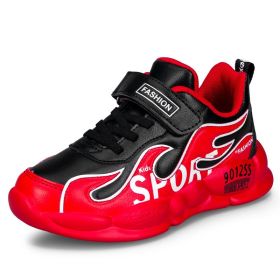 2022 Sport Shoes Kids Running Shoes For Boys Leather Sneakers Spring Autumn Big Children Shoes Outdoor Shoes Kids Light Tenis (Color: Red Sneakers, size: 3)