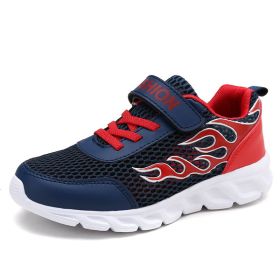 Kids Running Shoes Boys Sneakers Breathable Air Mesh Anti-Slippery Comfortable Casual Footwear Child Light Sport Shoe Size 31-40 (Color: darkblue  hollow, size: 1.5)