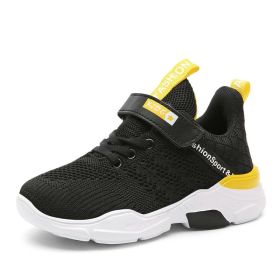 2022 New Children Mesh Breathable Sneakers Fashion Casual Lightweight Running Shoes Boys Outdoor Anti-slip Tennis Sports Shoes (Color: Black, size: 33)