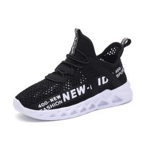 FLARUT Kid Running Sneakers Sport Shoes Tenis Infantil Boys Basket Footwear Lightweight Breathable Mesh Girls Chaussure Enfant (Color: Black and white, size: 11.5)