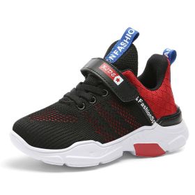 2022 New Children Mesh Breathable Sneakers Fashion Casual Lightweight Running Shoes Boys Outdoor Anti-slip Tennis Sports Shoes (Color: Red, size: 40)