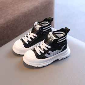 Kids Shoes Classic Stripes Sneakers Baby Boys Girls Running High Top Shoes Handsome Boys Children's Shoes Sports Shoes E08084 (Color: Black, size: 23)