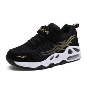 Boys Sneakers Super Light Air Cushion Kids Running Shoes Casual Outdoor Breathable Anti-slippery Sports Shoes Soft Jogging Flats (Color: Black gold 2007, size: 11)