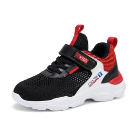 Spring Summer Children Single Mesh Breathable Sports Shoes Boys Light Comfortable Anti-slip Running Shoes Outdoor Tenis Sneakers (Color: Black, size: 29)