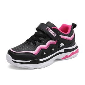 Kids Sport Shoes Waterproof Running Shoes Girls Sneakers Tenis Infantil Pink Breathable Antislip Children Shoes Chaussure Enfant (Color: girls running black, size: 26)