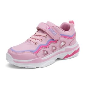 Kids Sport Shoes Waterproof Running Shoes Girls Sneakers Tenis Infantil Pink Breathable Antislip Children Shoes Chaussure Enfant (Color: girls running pink, size: 32)