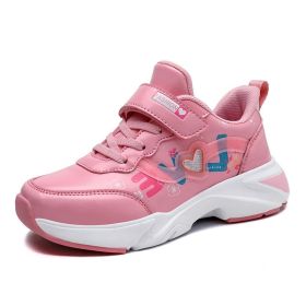 Kids Sport Shoes Waterproof Running Shoes Girls Sneakers Tenis Infantil Pink Breathable Antislip Children Shoes Chaussure Enfant (Color: pink girls Sport, size: 33)