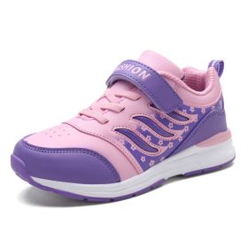 Kids Sport Shoes Waterproof Running Shoes Girls Sneakers Tenis Infantil Pink Breathable Antislip Children Shoes Chaussure Enfant (Color: purple sneakers kids, size: 29)