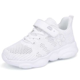 Pink Kids Running Shoes Summer Hollow Butterfly Pattern Sneakers Breathable Mesh Sport Shoes Children Footwear Chaussure Enfant (Color: white fashion shoes, size: 1.5)