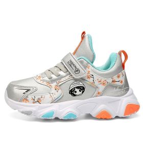 Children's Shoes Girls Leather Shoes Kids Sport Shoes For Boys Running Sneakers Casual Sneaker Breathable Cartoon Fashion Shoes (Color: GRAY, size: 29)