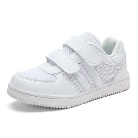 FLARUT Kid Running Shoes White Sneakers Boys Sport Shoes Pu Leather Tenis Infantil Girls Footwear Velcro Casual Chaussure Enfant (Color: White, size: 2.5)