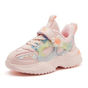 Girl Sneakers Winter Shoes Kids Leather Shoes Fashion Outdoor Boys Running Shoes Comfortable Children Sport Shoes Boots Tennis (Color: orange, size: 33)