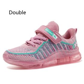 FLARUT Kids Running Shoes Boys Basket Sneakers Autumn Trainers Velcro Breathable Child Walking Shoes Black Men Air Cushion Shoe (Color: purple double net, size: 11)