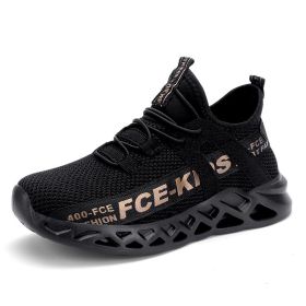 FLARUT Kids Running Shoes Sport Shoes Boys Sneakers Outdoor Light Tenis Basket Footwear Red Black Girl Breathable Soft Shoes (Color: gold boys sneakers, size: 5.5)