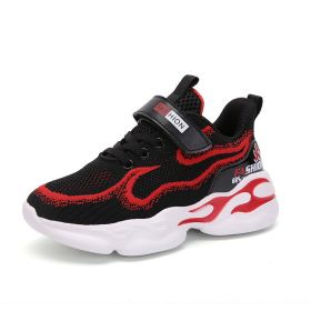 Sports Running Shoes Kids Girls Sneakers Teenager Trainers Breathable Casual Outdoor Tennis Shoes Girl Black Pink Big Size 37-38 (Color: Red kids shoes, size: 4)