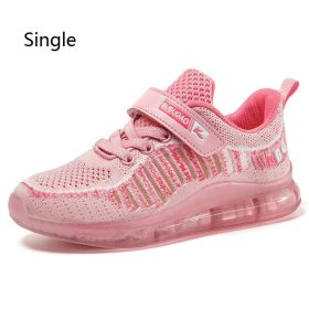 FLARUT Kids Running Shoes Boys Basket Sneakers Autumn Trainers Velcro Breathable Child Walking Shoes Black Men Air Cushion Shoe (Color: pink single net, size: 12.5)