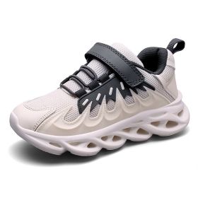 Fashion Kids Sneakers Girls Running Shoes Breathable Hollow Net Sport Shoes Slip-on Children Casual Shoes Light Tenis Infantil (Color: grey kids shoes28-37, size: 13)