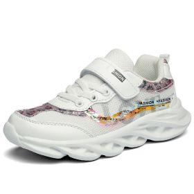 Kids Sneakers Girls' Lightweight Shoes Running Sport Shoes Boys Fashion Casual Walking Shoes Children Pu Leather Tenis Sneakers (Color: White, size: 36)