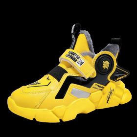 FLARUT Children Sports Shoes Winter Cotton Shoes Boys Non-slip Warmth Casual Sneakers Kids's Tenis Fashion Running Hiking Shoes (Color: YELLOW, size: 11.5)