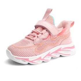 Sports Running Shoes Kids Girls Sneakers Teenager Trainers Breathable Casual Outdoor Tennis Shoes Girl Black Pink Big Size 37-38 (Color: pink soft kids shoes, size: 11)