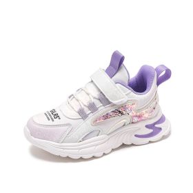 Kids Sneakers Children Shoes Waterproof Running Shoes Non-slip Mesh Trainers Sport Shoes Pink Girls Chaussure Enfant Tenis Shoe (Color: Purple size 26-37, size: 9)