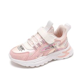 Kids Sneakers Children Shoes Waterproof Running Shoes Non-slip Mesh Trainers Sport Shoes Pink Girls Chaussure Enfant Tenis Shoe (Color: Pink size 26-37, size: 13)