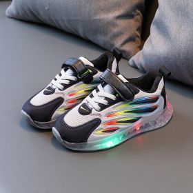 Children Shoes Led Luminous Lighted Casual Breathable Baby Boys Girls Sport Running Soft Bottom Non-Slip Kids Fashion Sneakers (Color: GRAY, size: 22 (Insole 14cm))